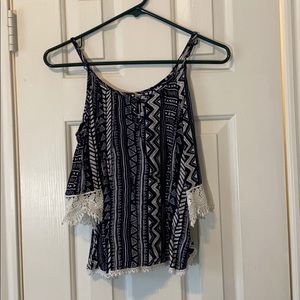 Tribal print off the shoulder top